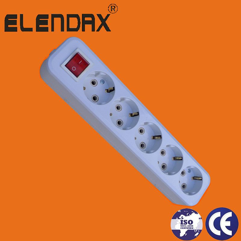 European Style 10/16A 5 Way Extension Power Switch Socket (E8005ES)