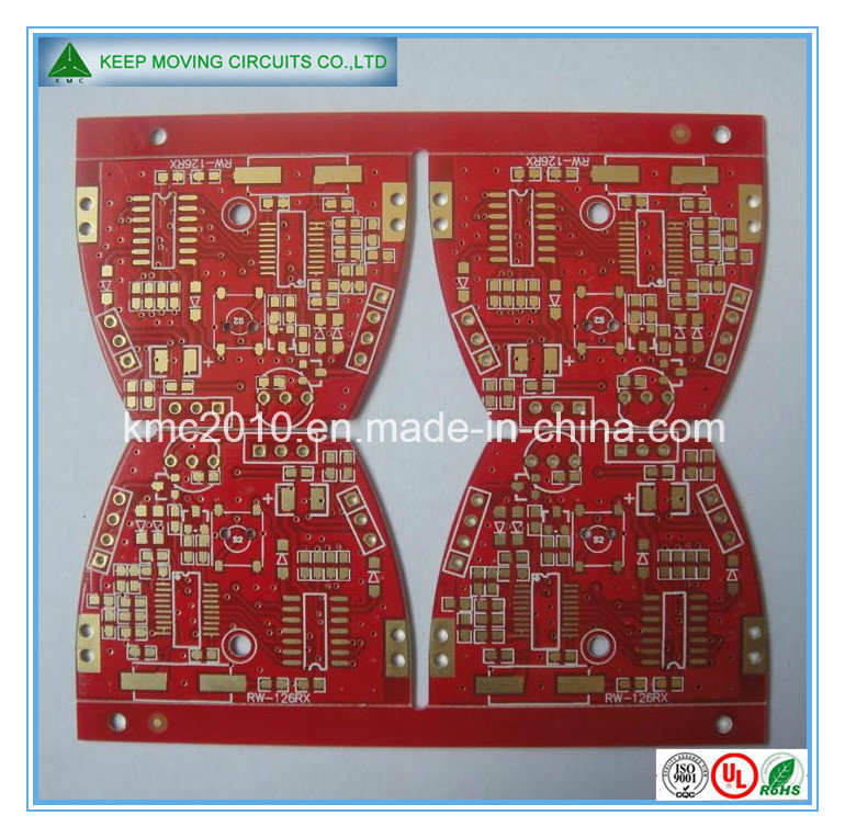 Fr-4 2 Layer Red Soldermask PCB with Immersion Gold