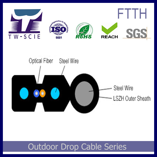 FTTH Drop Fiber Optic Cable of G657A 1/2core with LSZH Material