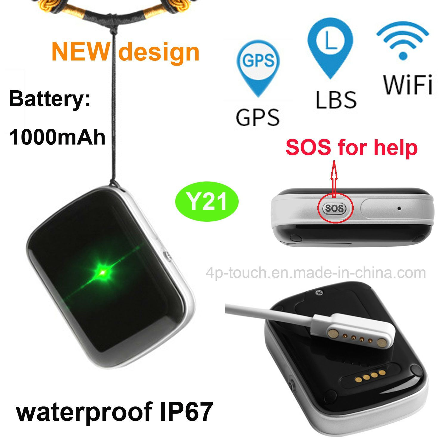 Waterproof IP67 GPS Tracking Device with Sos Button for Emergency Y21