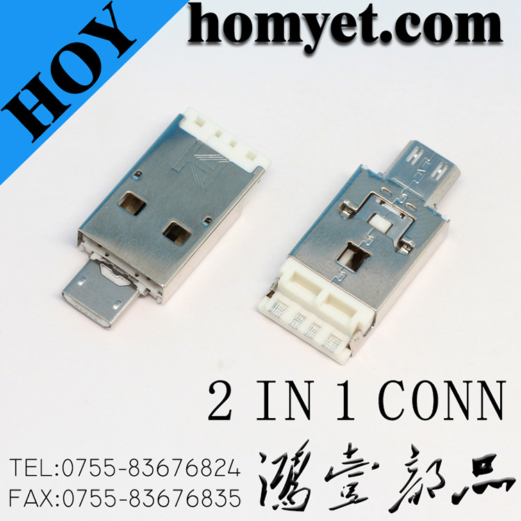 Two in One Micro USB Connector for Mobile Accessories