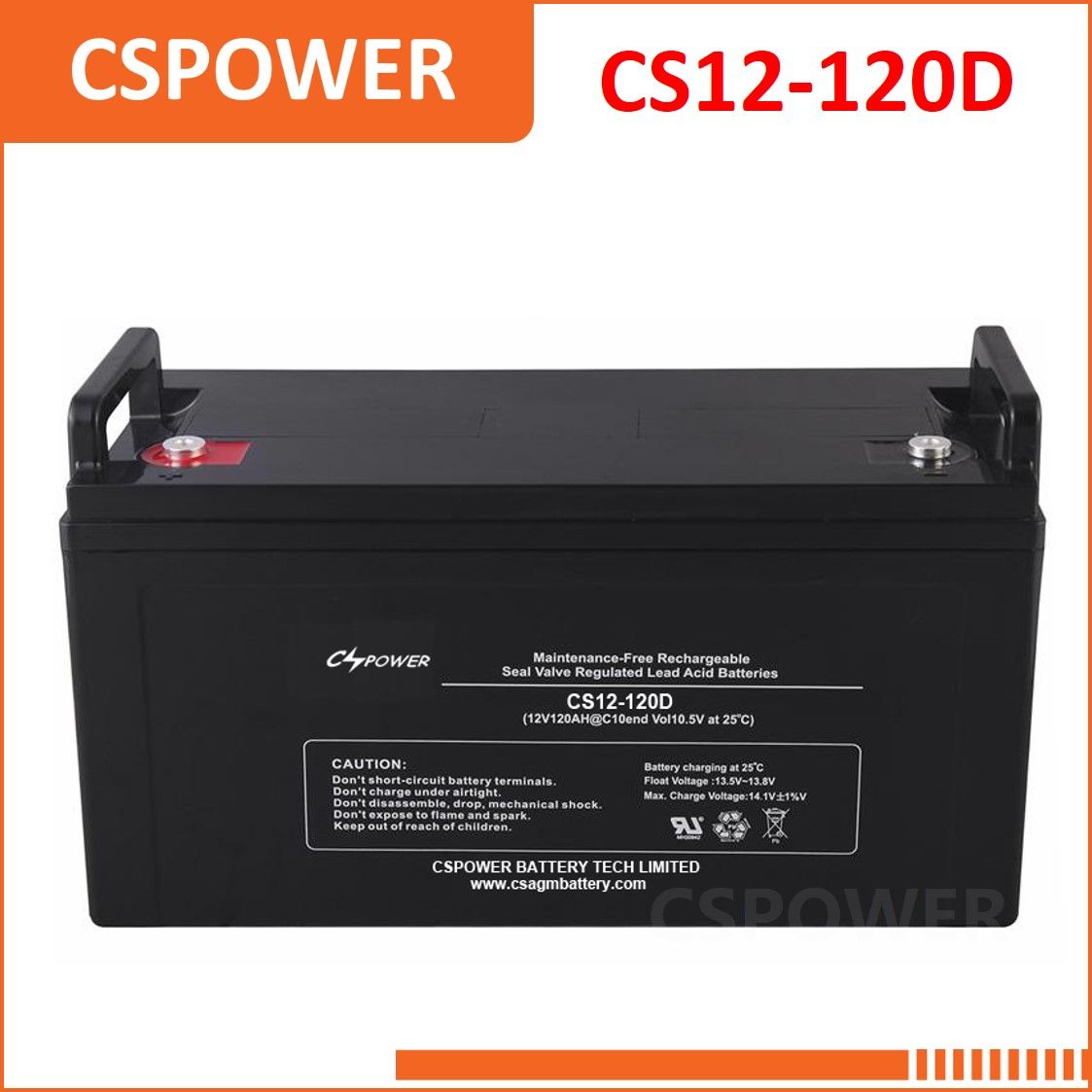Cspower Deep Cycle AGM Battery Solar Power Battery 12V120ah CS12-120d