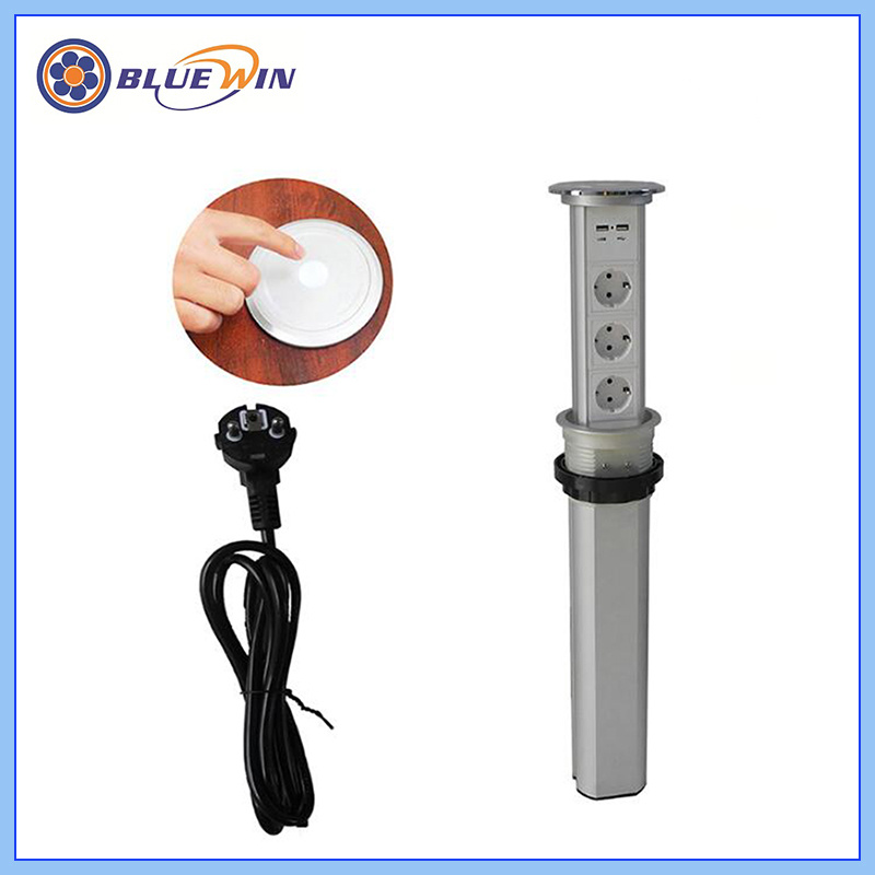 Intelligence Electric Pop up Desktop Socket with 3 Euro Power and 2 USB Charger for Kitchen