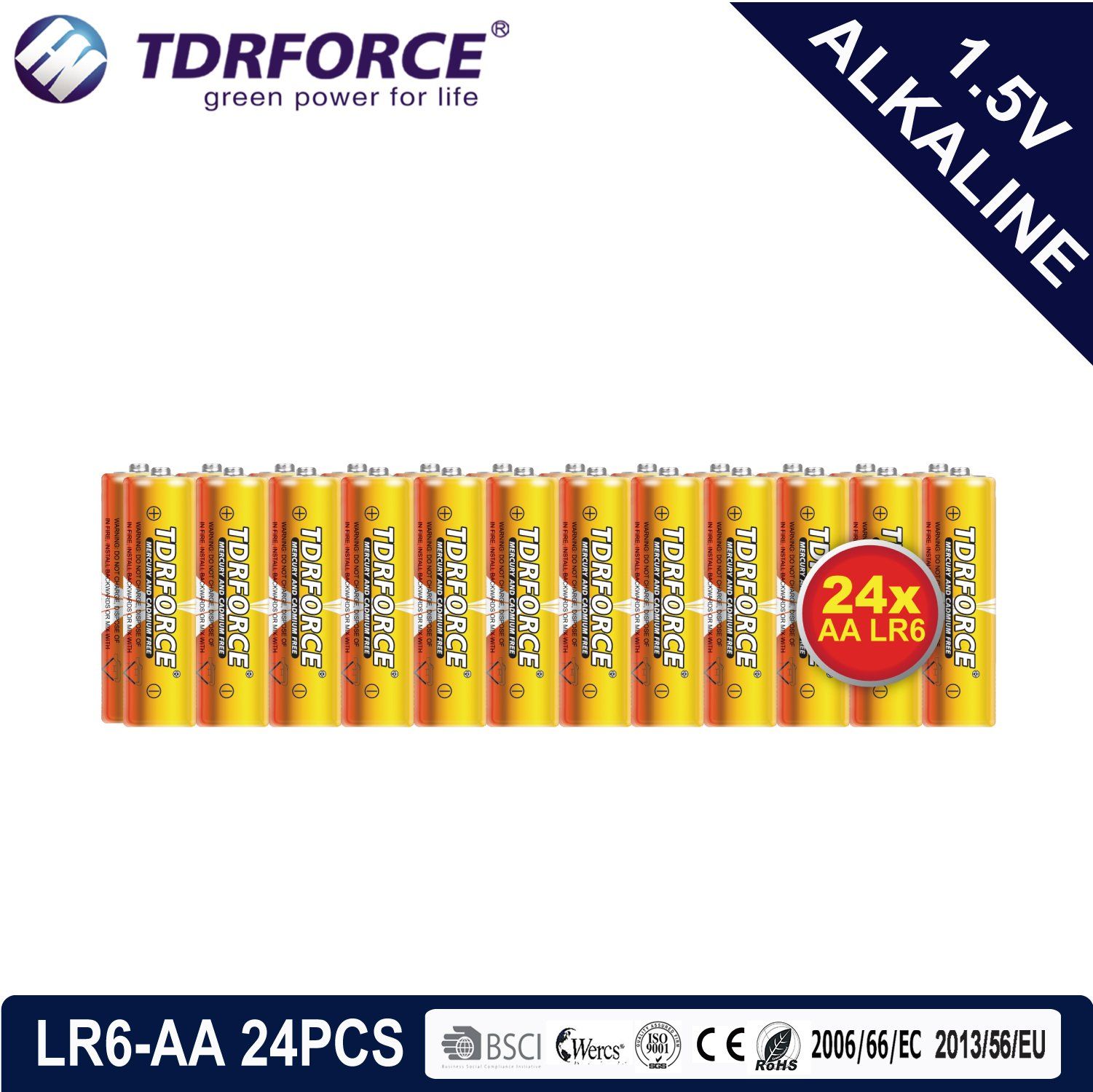 1.5volt Mercury Free Primary Dry Alkaline Battery with Ce/ISO 24PCS/Pack 5 Years Shelf Life (LR6/AM-3/AA)