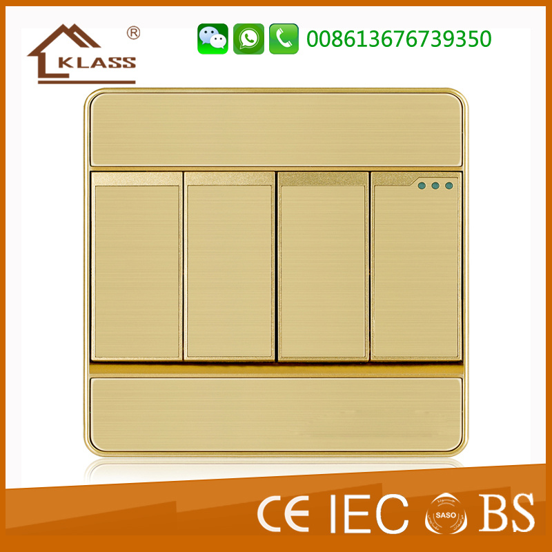 British Standard Dedicated Aluminum Four Gang Wall Switch
