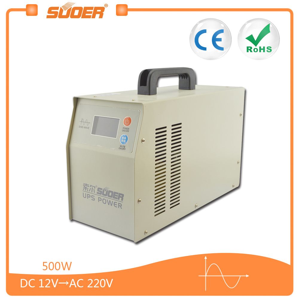 Suoer UPS 500W DC 12V to AC 220V Pure Sine Wave Power Inverter with Built- in Charger 20A (HPA-500C)