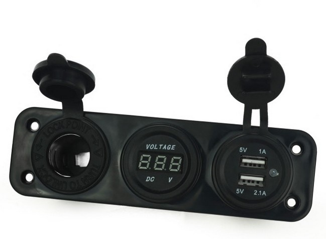 Car Digital Voltmeter Dual USB 2 Port Power Socket
