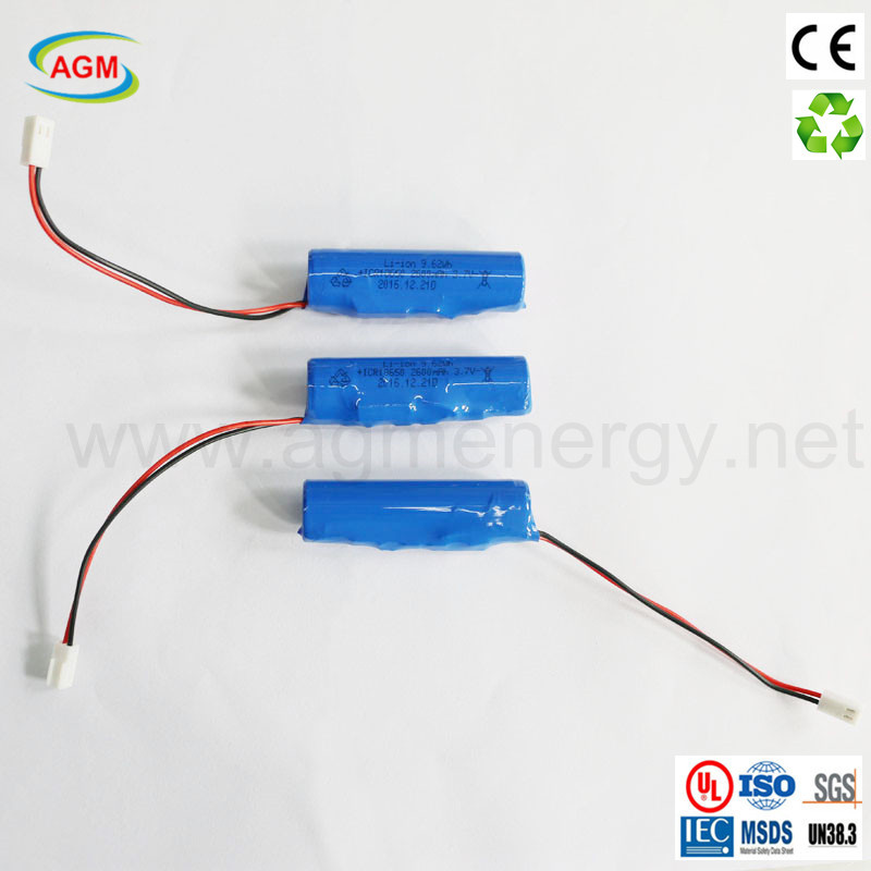 OEM Icr 18650 2600mAh 3.7V Lithium Battery (with PCM and wires)
