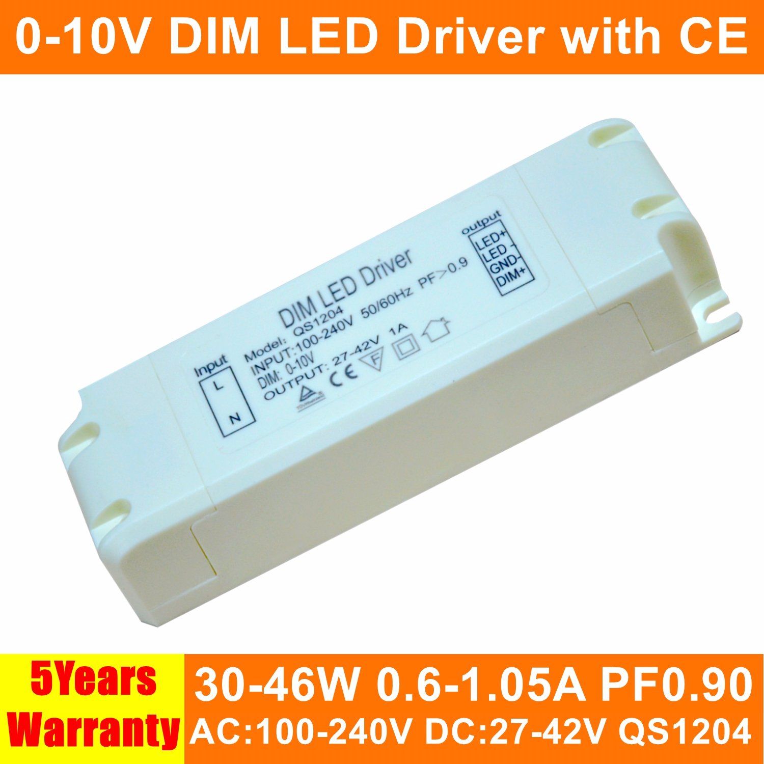 30-46W 0-10V Dimmable Isolated Panel Light LED Driver with Ce QS1204