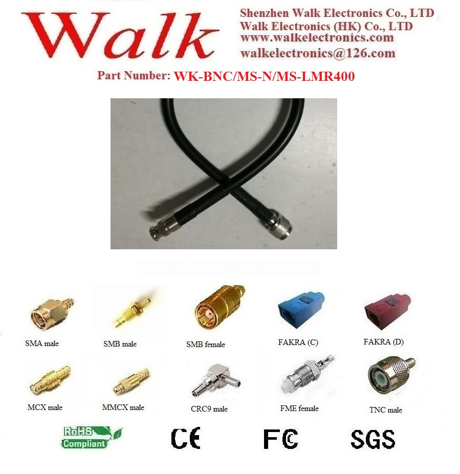 BNC Male N Male LMR400 Cable Assembly, N BNC LMR400 Extension Cable, N BNC LMR400 Connector Cable