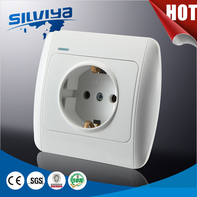 Schuko 1 Gang 2 Pin Wall Socket with Grounding