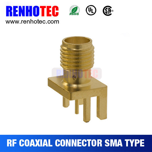 R/a Female to PCB Receptacle Crimp SMA Connector