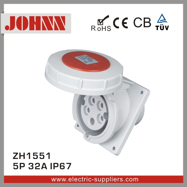 IP67 5p 32A Slopping Mounted Industrial Socket
