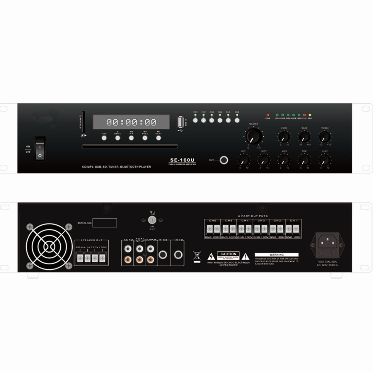 SE-80U Series Amplifiers PA Mixer Amplifier with CD/DVD
