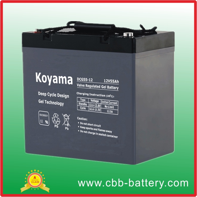 12V 55ah Deep Cycle Gel Battery for Solar