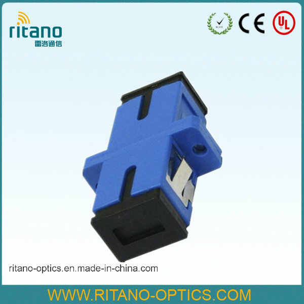 Sc Simplex Singlemode Fiber Optic Patch Cables Mating Adapter W/Flange Blue Low Loss 0.15dB