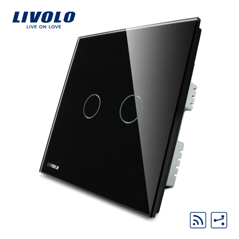 Livolo 2gangs 2way Crystal Glass Panel Remote Touch Switch Vl-C302sr-62