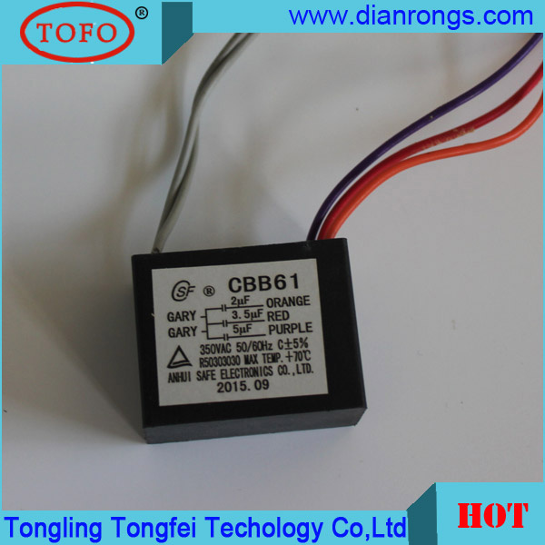 Wire Lead Cbb61 Capacitor 2.5UF 450V AC Motorcapacitor