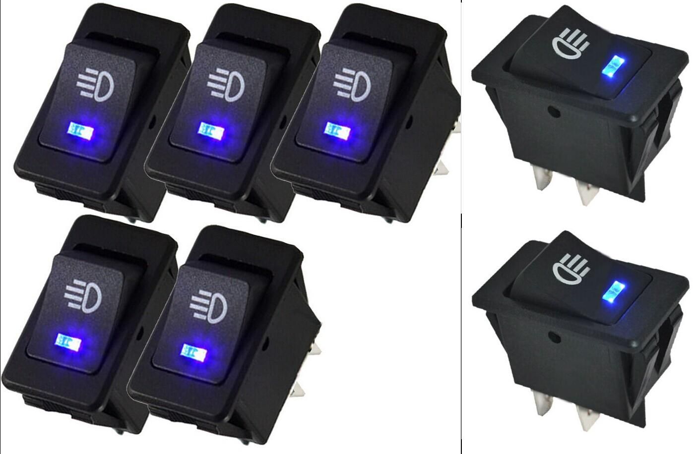 Car Auto Fog Blue LED Light Rocker Switch Dashboard Boat Switch 12V 35A
