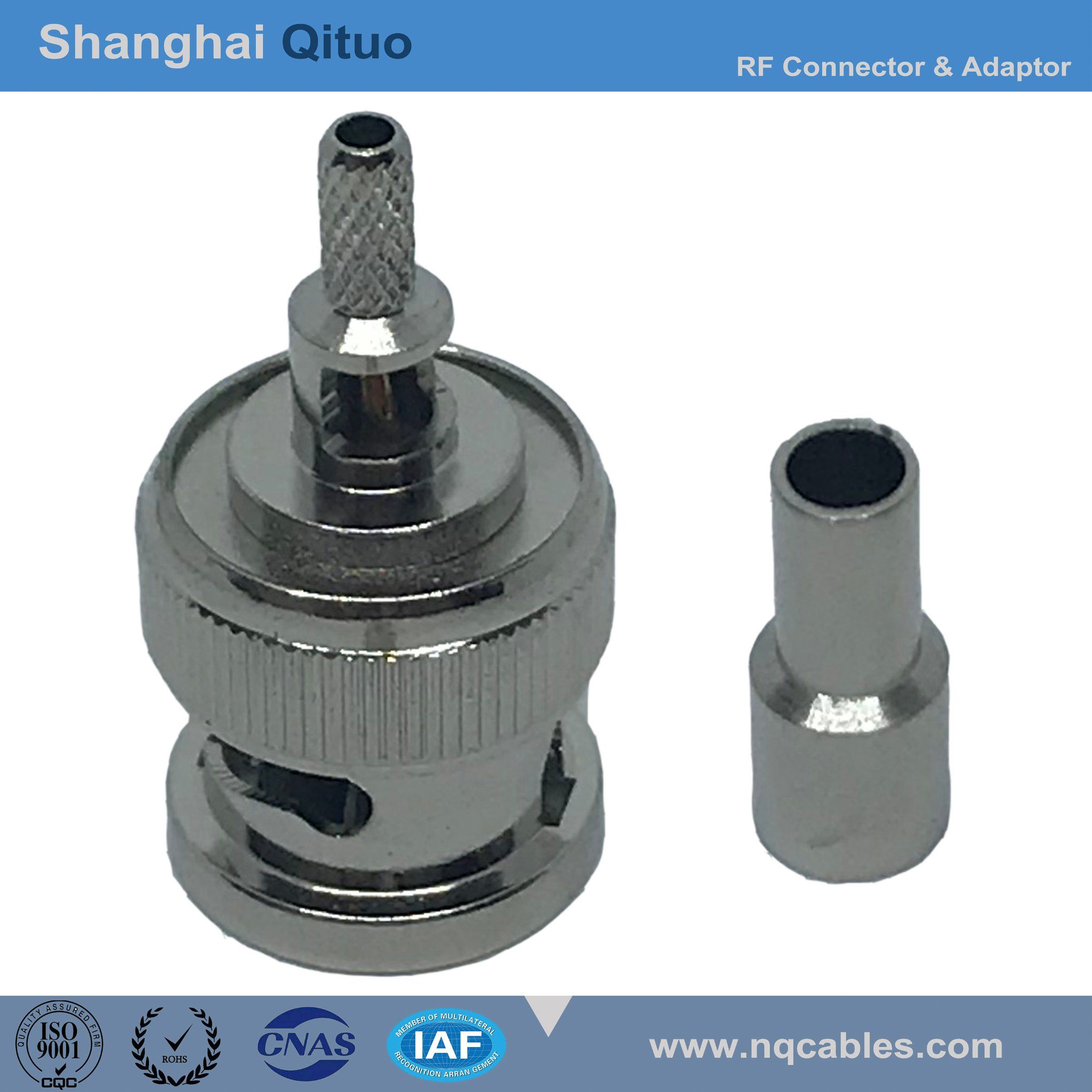 RF Connector BNC Straight Male Plug Crimp for Rg-316u, Rg-174u (BNC-J-C-B-1.5)