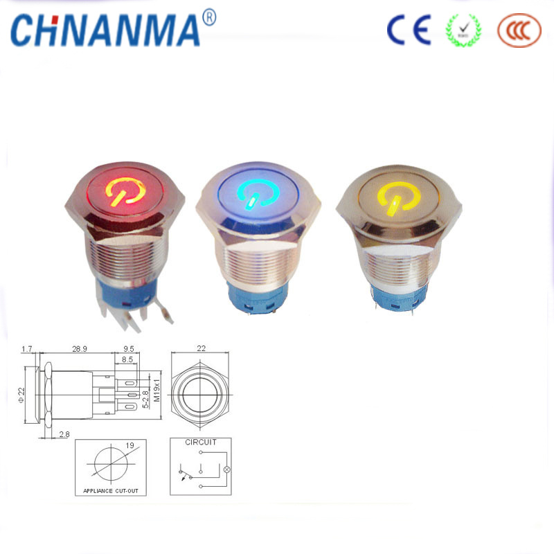 Stainless Steel Ring IP 67 Push Button Switch