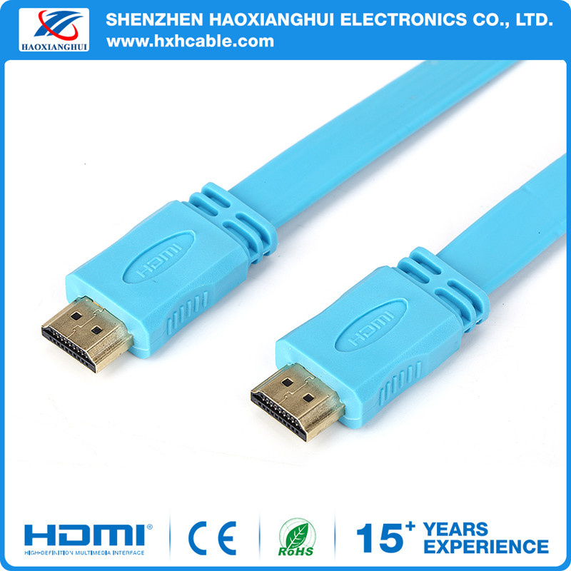 Version1.4 Flat TV Cable Gold Plated HDMI Cable with 3D