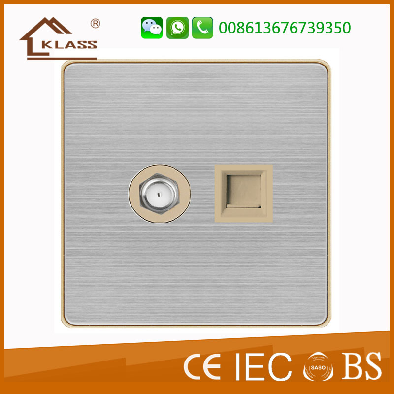 IP20 High Quality Hotel Satellite and Tel Wall Socket