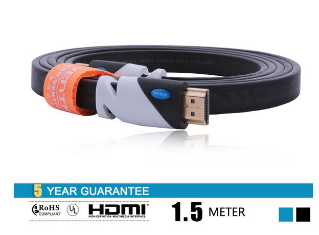 High Speed 1.5m/5ft HDMI Flat Cable 1.4V W/ Ethernet 3D