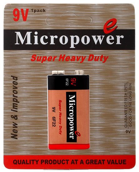 Super Heavy Duty 6F22P/9V Battery