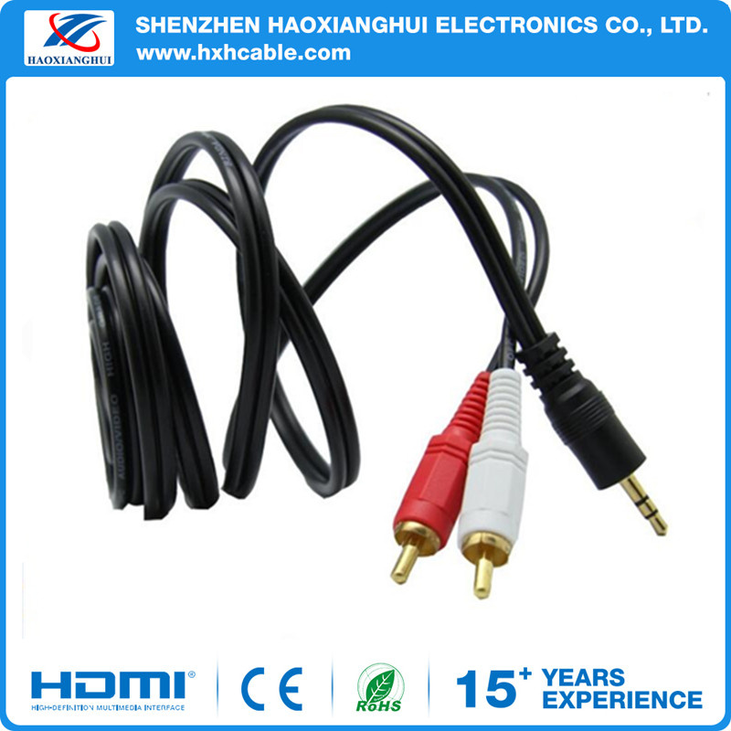 Gold Plated DC 3.5 to 2RCA Stereo Audio Video Cable