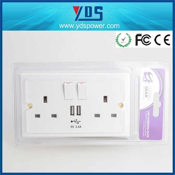 UK USB Wall Socket with Switch