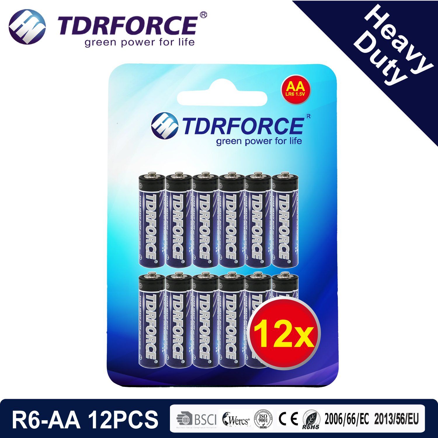 1.5V Heavy Duty Dry Battery with BSCI for Flashlight (R6-AA 12PCS)