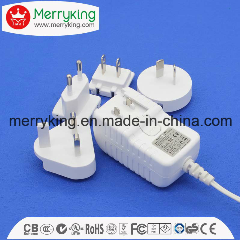 12V1.5A AC/ DC Power Adaptor with Exchangeable AC Plugs