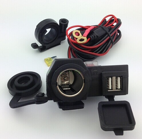 Motorcycle USB Charger 12V DC Dual USB Ports Power Socket