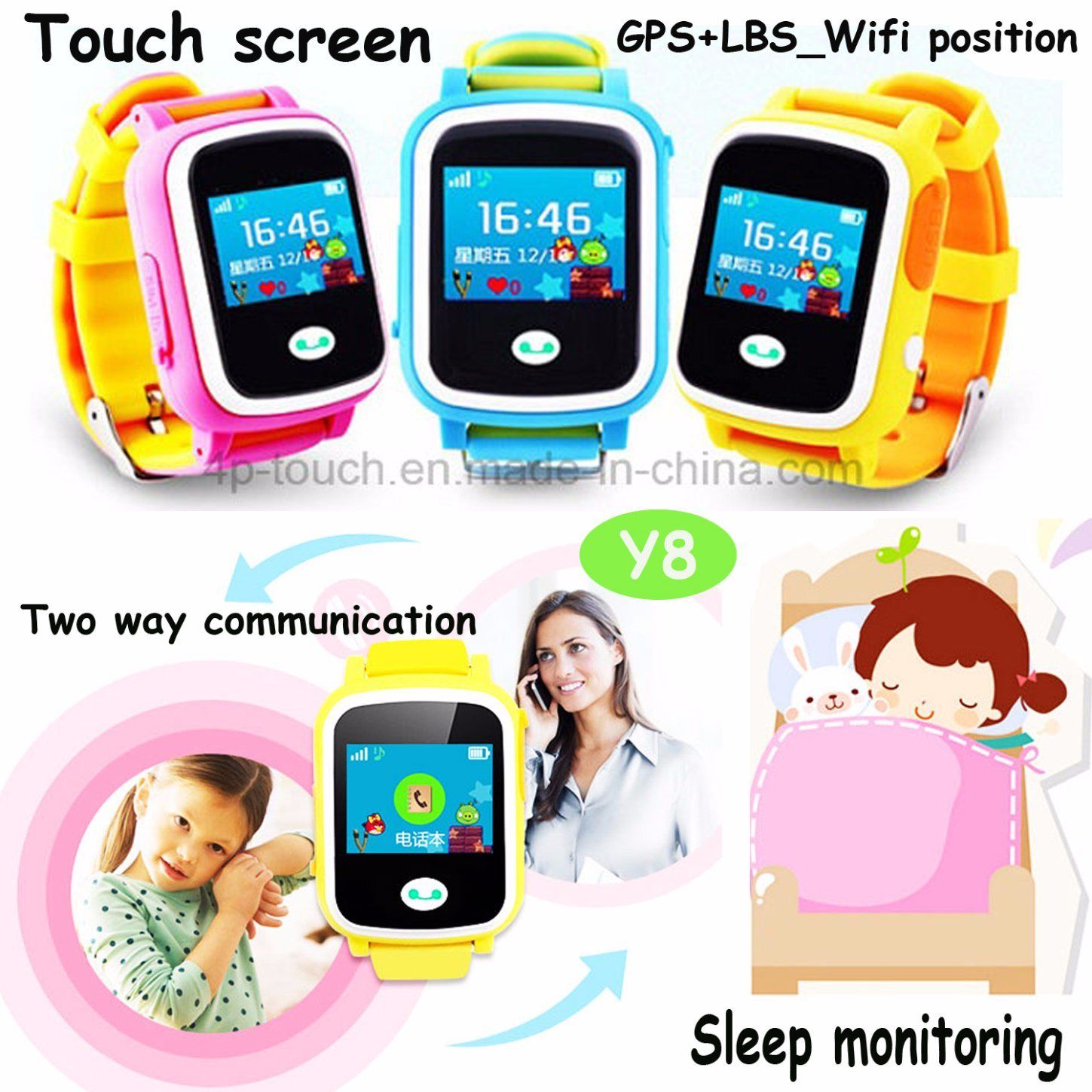 Kids GPS Tracker Watch with GPRS Real-Time Location (Y8)