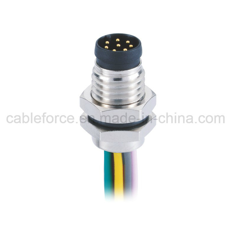 M8 8pin Male Connector Panel Front Mounting Connector with Wires