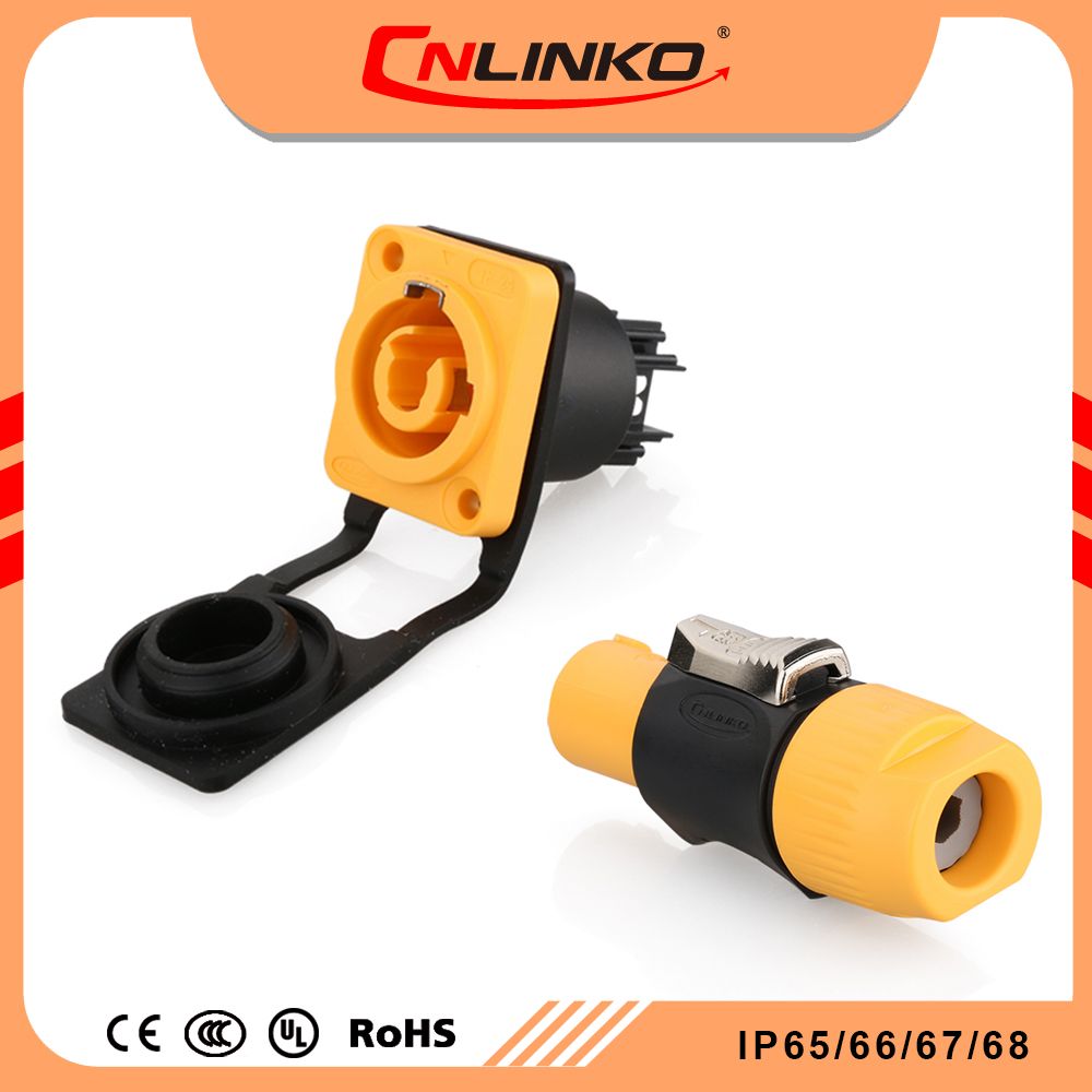 2018 Cnlinko New Design Electrical Power Cable Waterproof IP65 Color Orange Connector for LED Display