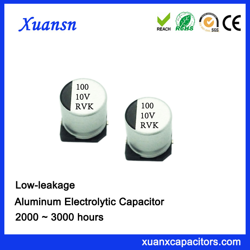 100UF 10V 3000hours Low Leakage SMD Capacitor