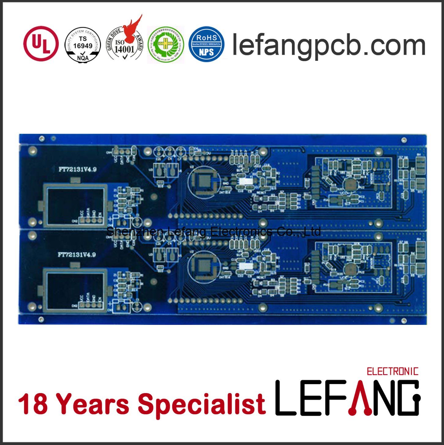 Fr4 Blue Solder Thick Copper PCB with Immersion Gold