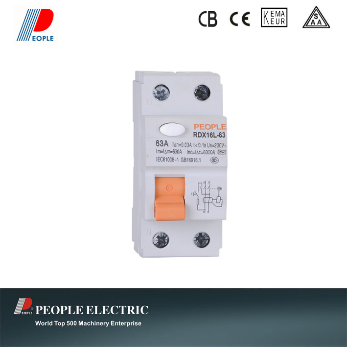 RCCB High Quality (30-300mA) Electromagnetic Type 2p Rdx16L-63