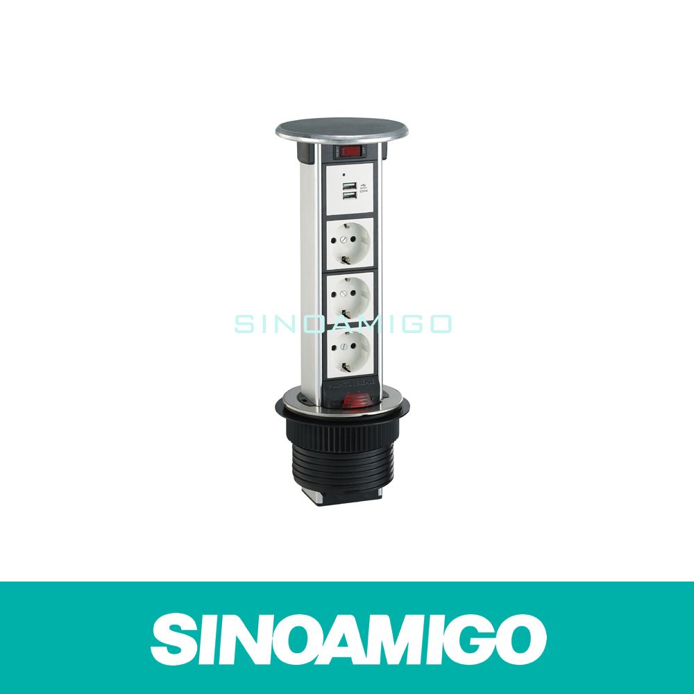 Pull Pop up Table Power Outlet USB Charger Socket