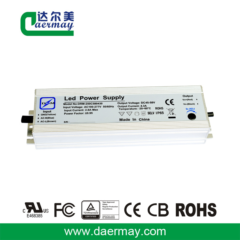 LED Driver Waterproof IP65 250W 58V