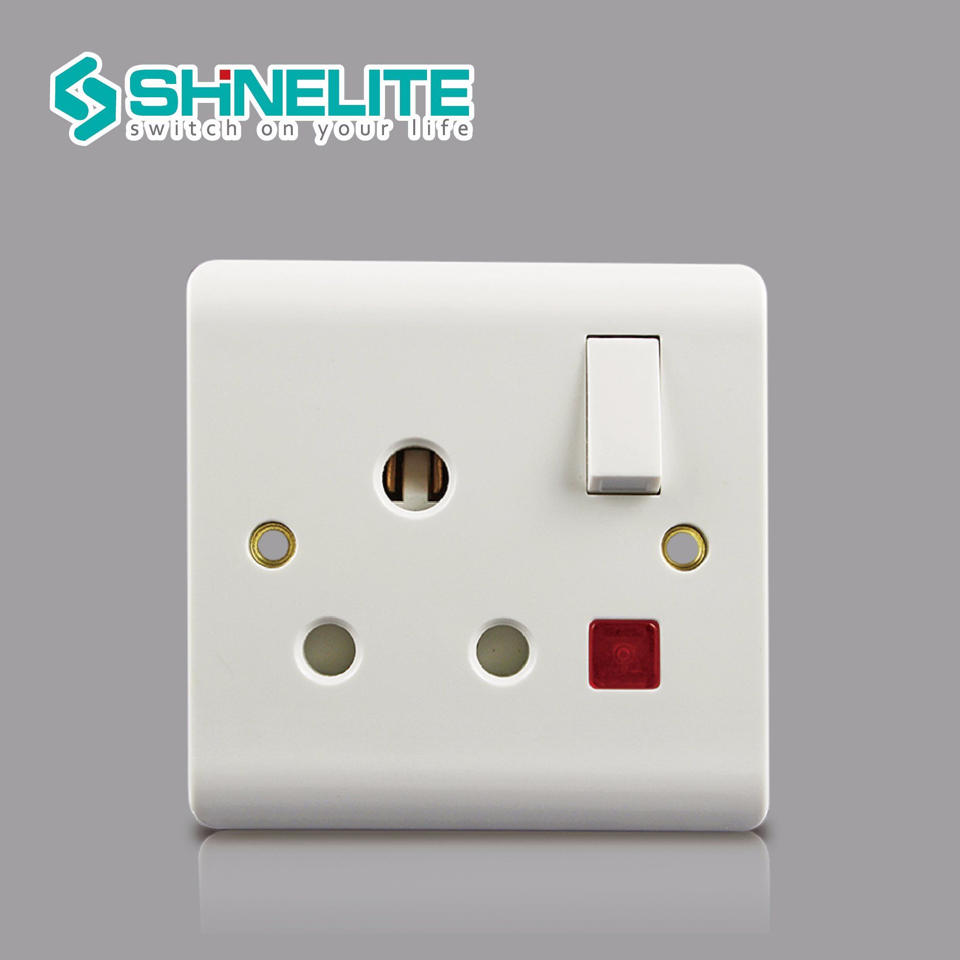 Bakelite 1 Gang 15A Round Switced Socket with Neon