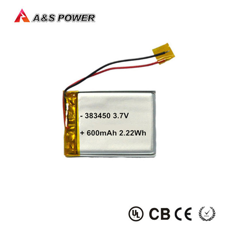 Rechargeable 383450 600mAh 3.7V Lipo Battery for Bluetooth Headphone