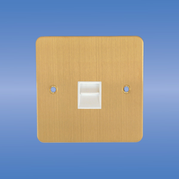 Tel Socket, Flat Brushed Brass