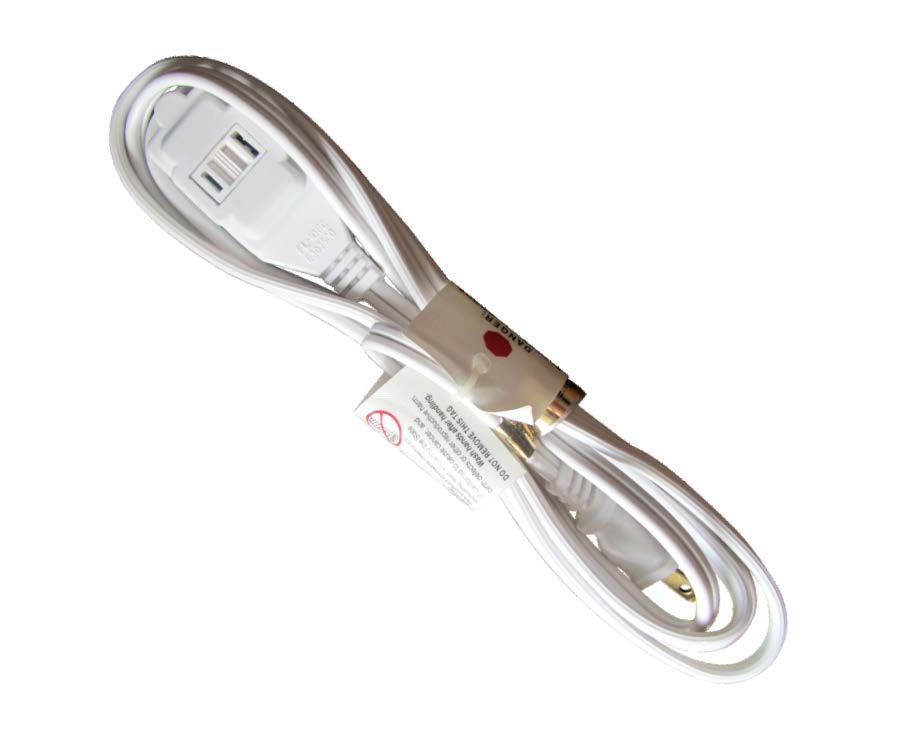 3 Outlets Polarized Indoor Extension Cord 125VAC/625W