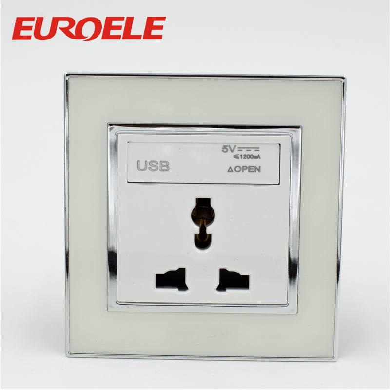 Copper Inside 86*86mm 250V/13A Wall Socket with USB Port