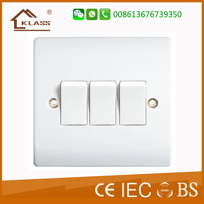 3gang Switch White Color Bakelite Material Electrical Switch