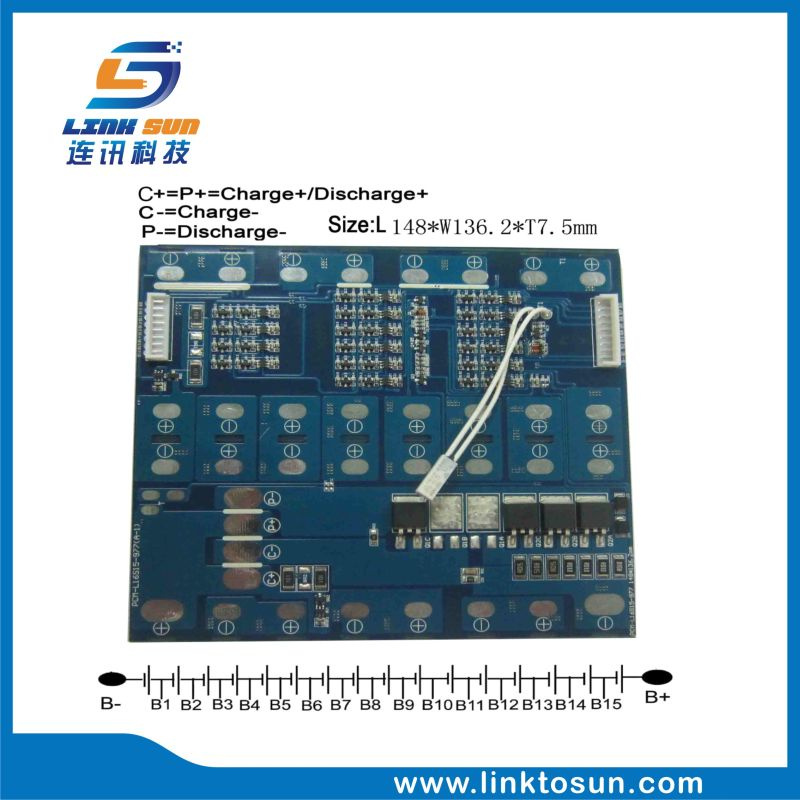 16s 15A Unicycle Battery Circuit Board with Cell Balancing