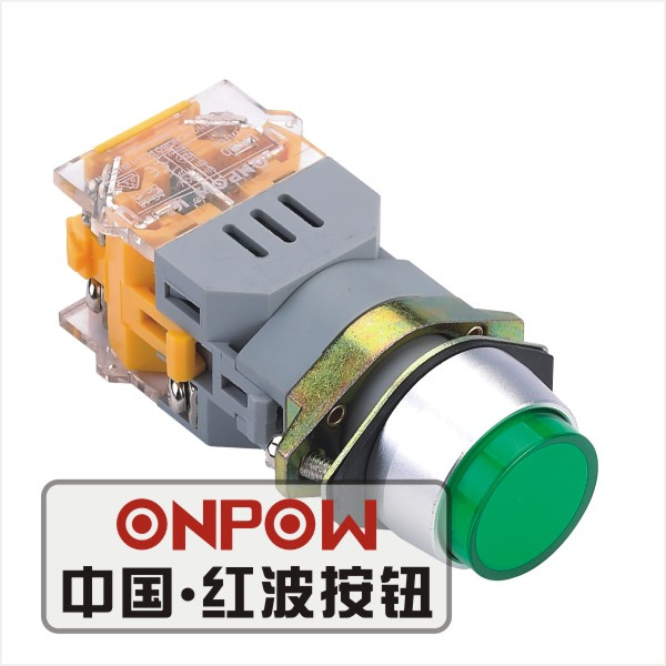 Onpow 22mm High Round Push Button Switch (LAS0-A1Y-11G/R/12V, CCC, CE, VDE)